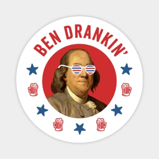 Ben Drankin': Vintage Ben Franklin with Patriotic Sunglasses for July 4th Magnet